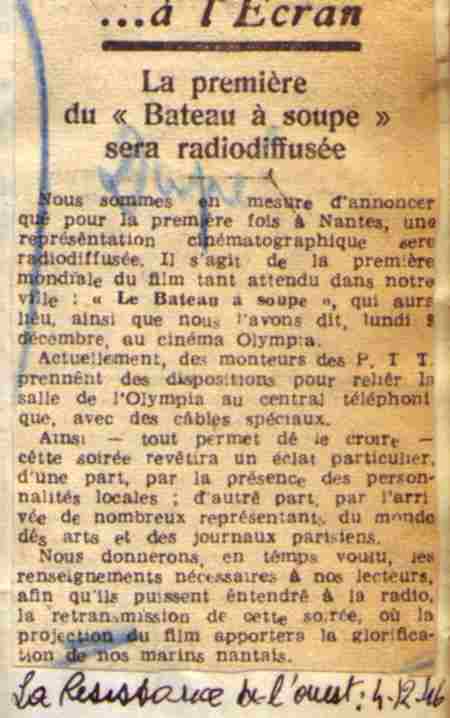 Premiere radiodiffusion d'un film a Nantes